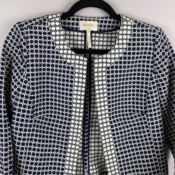 LAUNDRY by Shelli Segal Black White Mosaic Pattern Blazer Jacket Size 6 - Picture 4 of 11